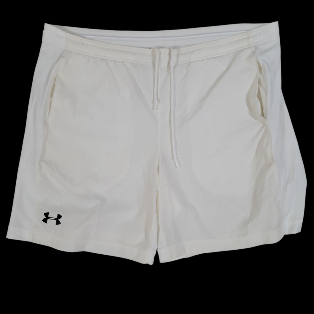 Under Armour Men's Athletic Shorts Beige Color Size Large Waist 36" Inseam 7"